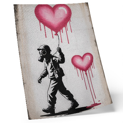Poster Street art contrasting hearts and figure