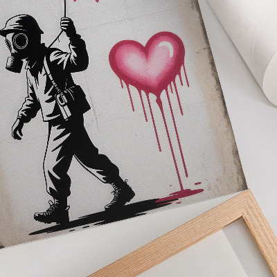 Poster Street art contrasting hearts and figure