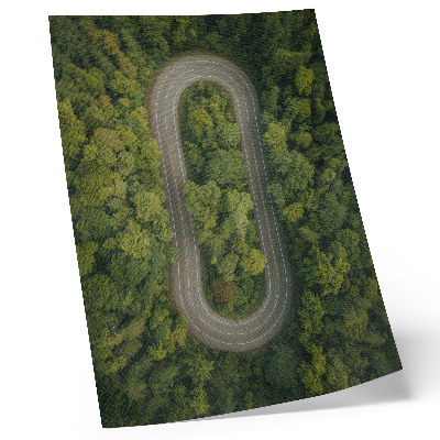 Decorative poster A narrow, winding road through the green forest