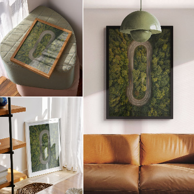 Decorative poster A narrow, winding road through the green forest