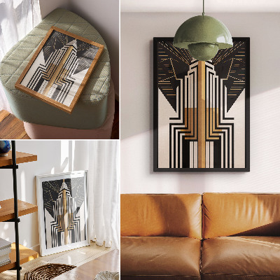 Decorative poster Architectural lines, elegant gold accents
