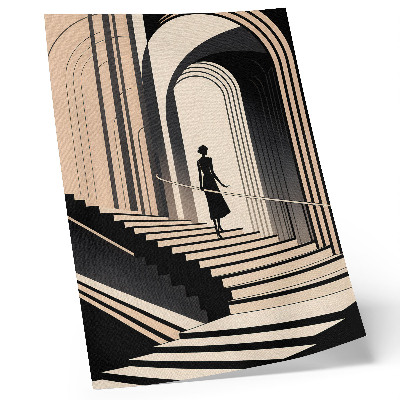 Poster A figure on the stairs under the monumental arches