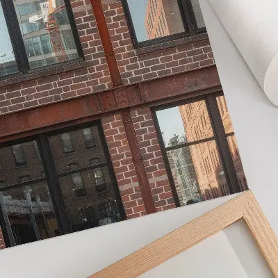 Art print modern brick facade reflections composition