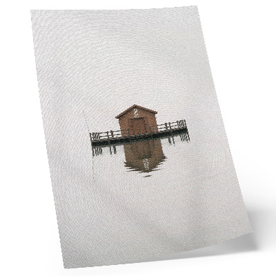 Decorative poster A wooden cottage in minimalism by the water