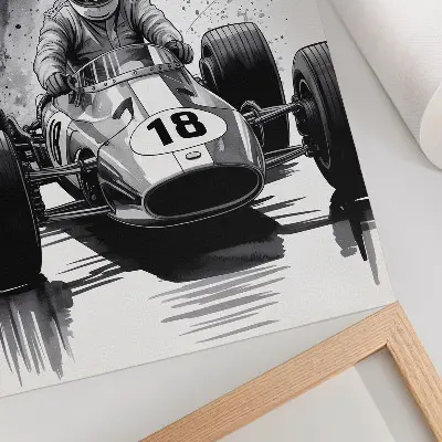 Art print featuring automotive dynamics in a racing contrast style