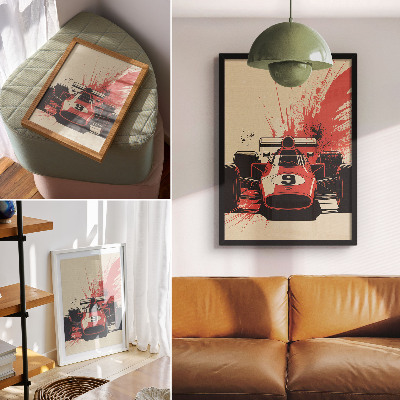 Premium wall art Red and black racing car in motion