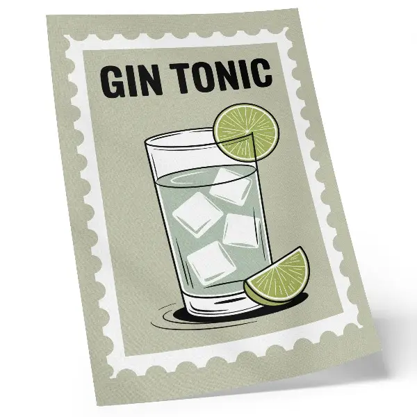 Gin Tonic poster with green and white typography