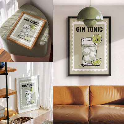 Poster The inscription GIN TONIC green and white elements
