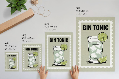 Poster The inscription GIN TONIC green and white elements