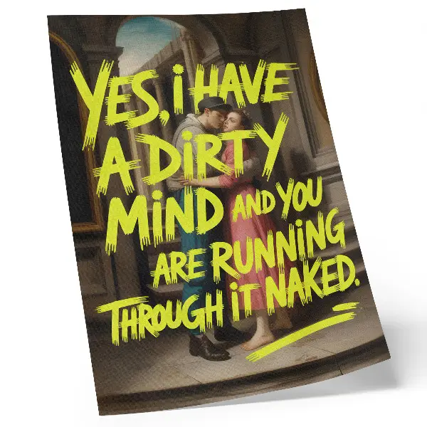 Art print classic characters with yellow text and dynamic contrast