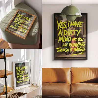 Art print classic characters with yellow text and dynamic contrast