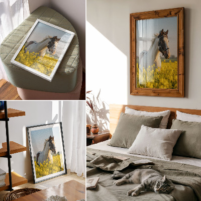 Premium wall art An elegant horse in a spring field full of flowers