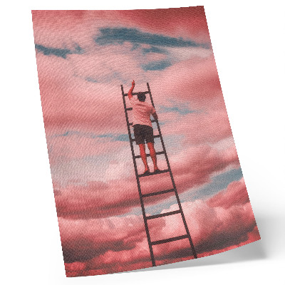 Premium wall art Person on ladder pink clouds sky dreams