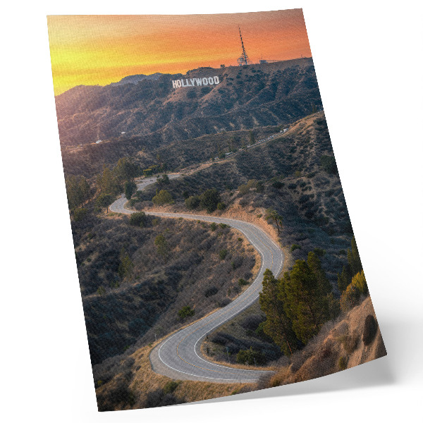 Decorative poster Hills inscription road sunset dreams