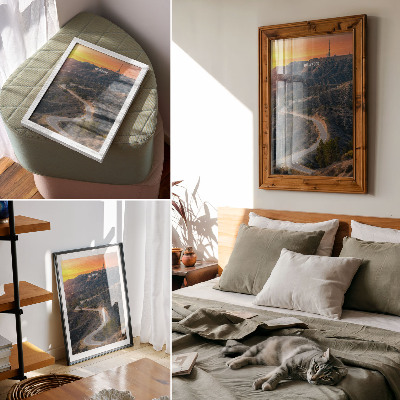 Decorative poster Hills inscription road sunset dreams
