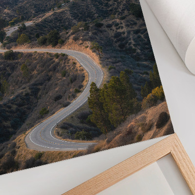 Decorative poster Hills inscription road sunset dreams