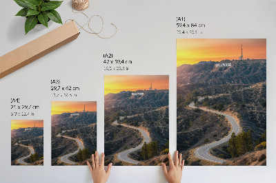 Decorative poster Hills inscription road sunset dreams