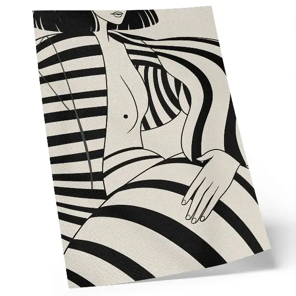 Art print black and white geometric stripes