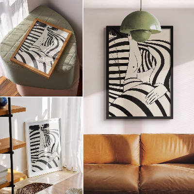 Art print Black and white geometric stripes elegance