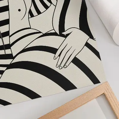 Art print black and white geometric stripes