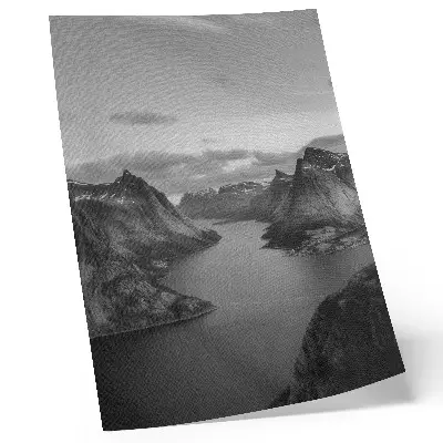 Poster gray majestic mountains and a calm lake