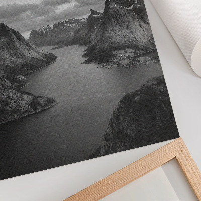 Poster Gray, majestic mountains, a calm lake