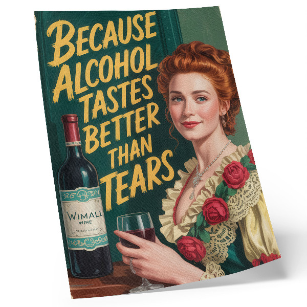 Premium wall art Retro elegance woman with wine and inscription