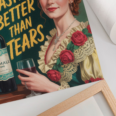 Premium wall art Retro elegance woman with wine and inscription