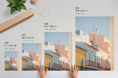 Poster pastel houses with narrow balconies and subtle details