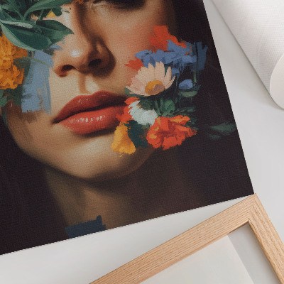 Art print Colorful face with flowers charm emotion delicacy