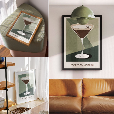 Premium wall art Modern martini in green, beige and white