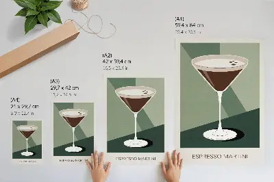 Premium modern martini wall art in green, beige, and white