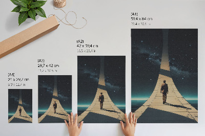 Poster Person on the road night space perspective