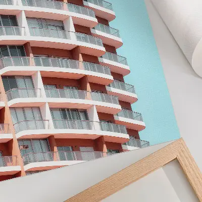 Premium wall art modern architecture featuring open balconies