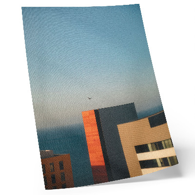 Decorative poster Modernity, sea, buildings, bird, vastness, sky