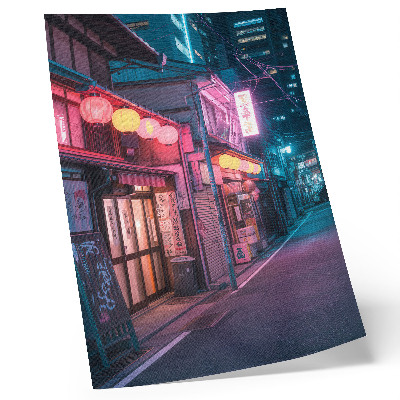 Premium wall art Neon lanterns charming city street night