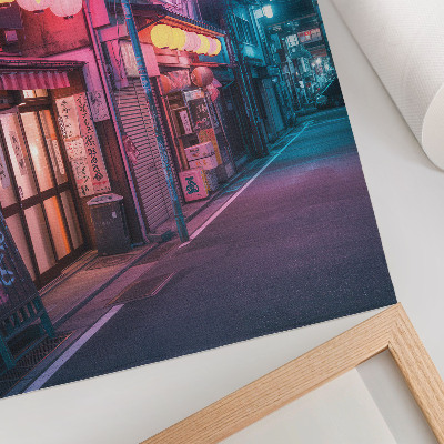 Premium wall art Neon lanterns charming city street night