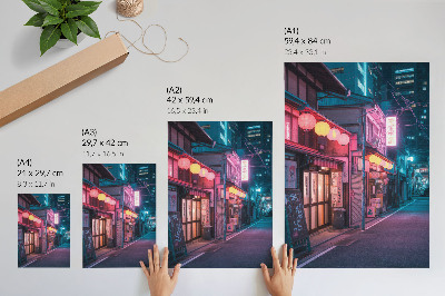 Premium wall art Neon lanterns charming city street night