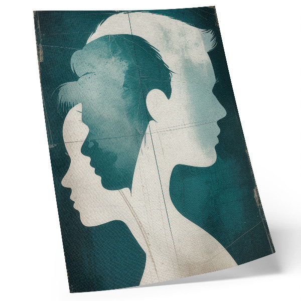 Poster Turquoise silhouettes with white delicate lines