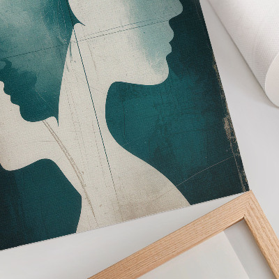 Poster Turquoise silhouettes with white delicate lines