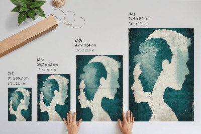 Poster Turquoise silhouettes with white delicate lines