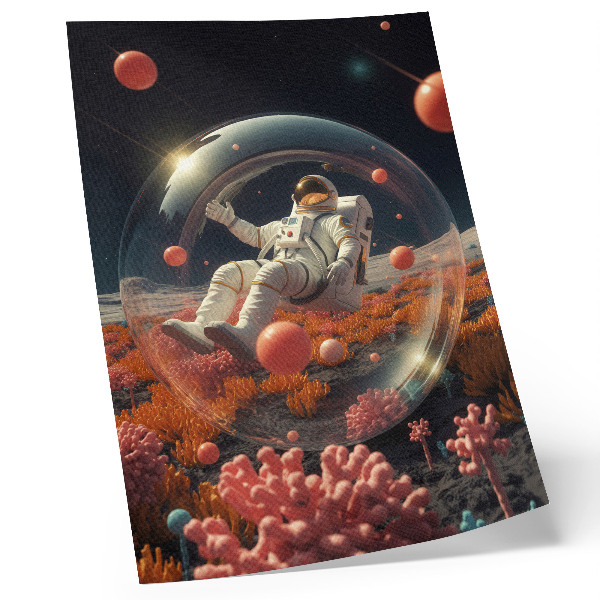 Premium wall art Astronaut space colorful plants cosmos