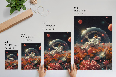 Premium wall art Astronaut space colorful plants cosmos