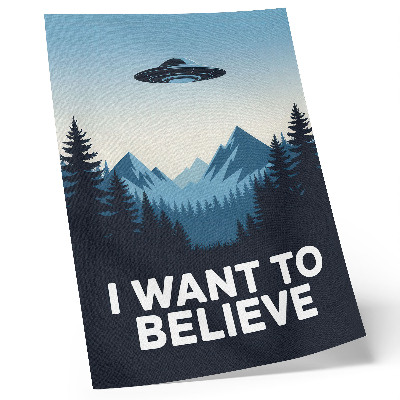 Poster UFO forest mountains mysterious modern style