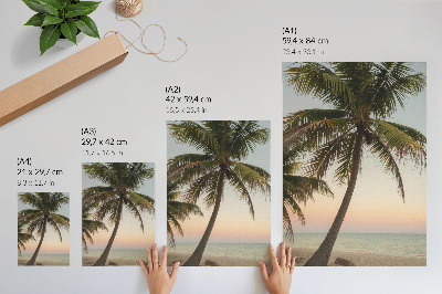Art print Palm tree sea pastel sunset exotic