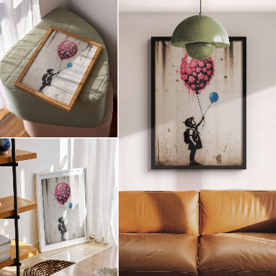 Premium wall art Child with balloons on a rough background