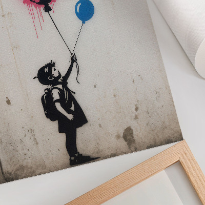 Premium wall art Child with balloons on a rough background