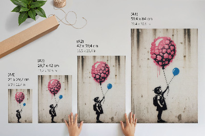 Premium wall art Child with balloons on a rough background