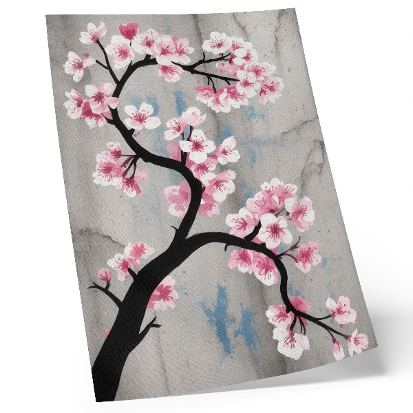 Decorative poster Delicate flowers on a gray background