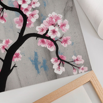 Decorative poster Delicate flowers on a gray background